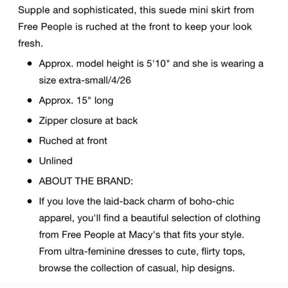 Free People NWT Rumi Ruched‎ Mini Skirt Camel Brown Faux Suede Small - Picture 9 of 9